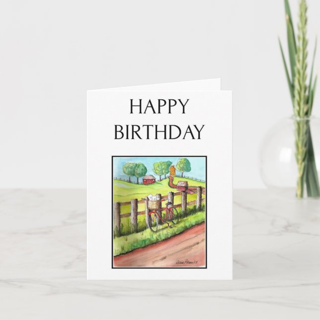 Tarjeta de cumpleaños feliz, impresión de pintura  (Anverso)