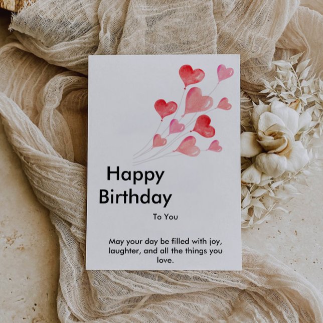 Tarjeta de cumpleaños feliz imprimible de globo ro (Red Balloon Printable Happy Birthday Card)