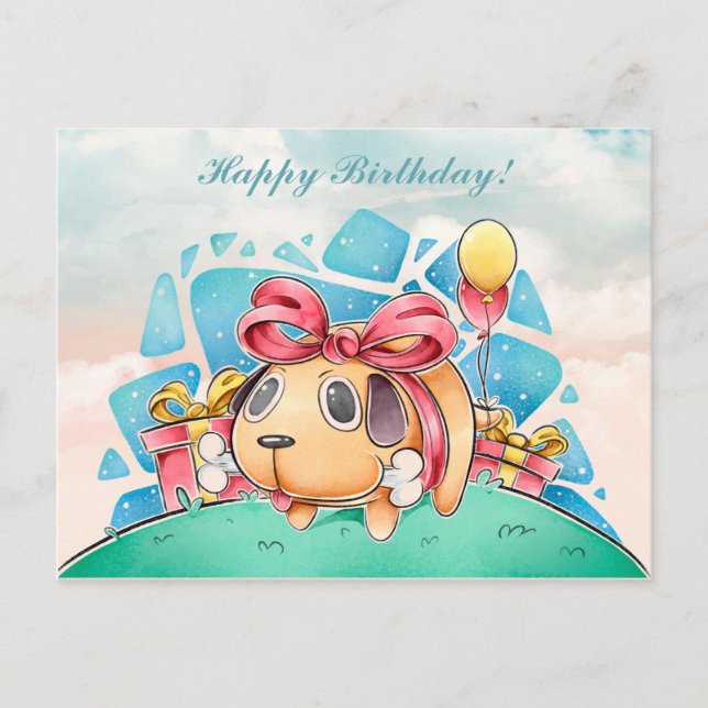 Tarjeta de cumpleaños feliz Kawaii (Anverso)
