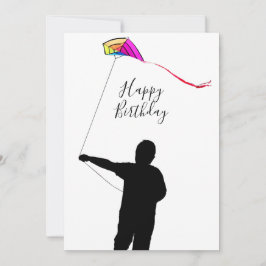 Tarjeta de cumpleaños feliz Kid Flying Kite Spring