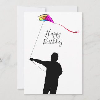 Tarjeta de cumpleaños feliz Kid Flying Kite Spring