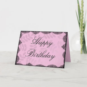 Tarjeta de cumpleaños feliz - Lace de cosecha rosa