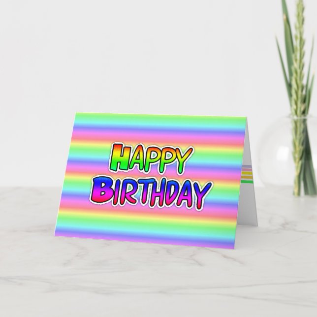 Tarjeta de cumpleaños feliz LGBT Rainbow (Anverso)