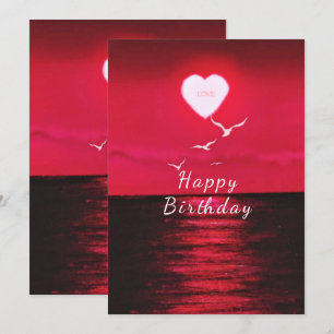 Tarjeta de cumpleaños feliz Mar Rojo Sunset Love H