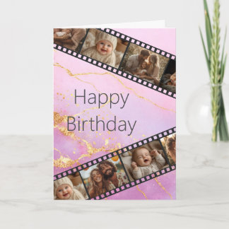 Tarjeta de cumpleaños feliz Marble & Gold Film Str