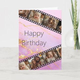 Tarjeta de cumpleaños feliz Marble & Gold Film Str