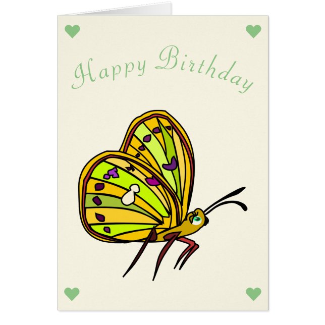 Tarjeta de cumpleaños feliz mariposa pequeña (Frente)