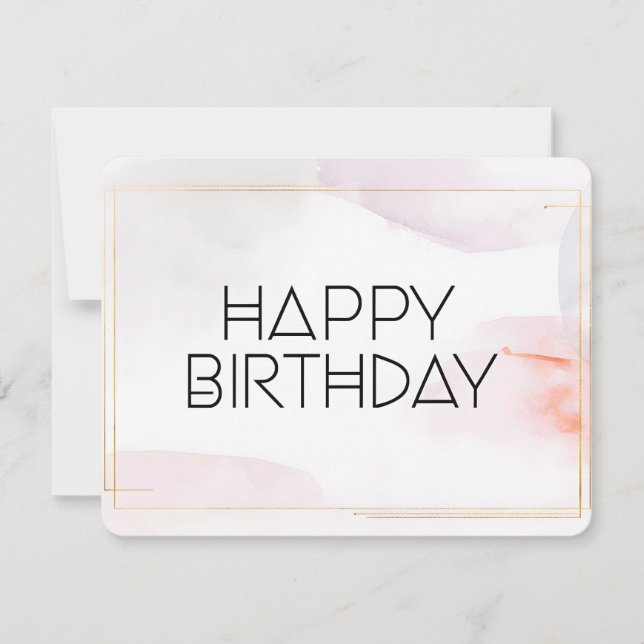 Tarjeta de cumpleaños feliz moderna con fuente geo (Anverso)