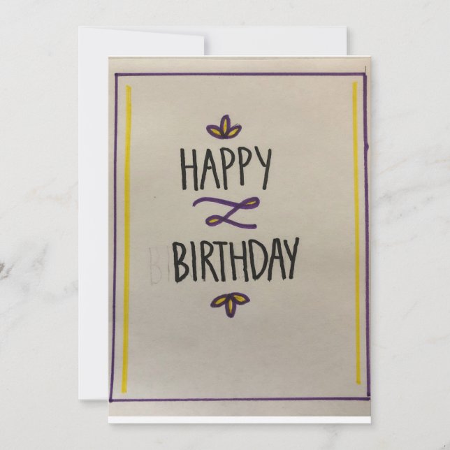 Tarjeta de cumpleaños feliz morado y amarillo (Anverso)
