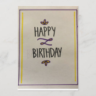Tarjeta de cumpleaños feliz morado y amarillo