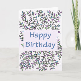 Tarjeta de cumpleaños feliz morado y vino Verde az