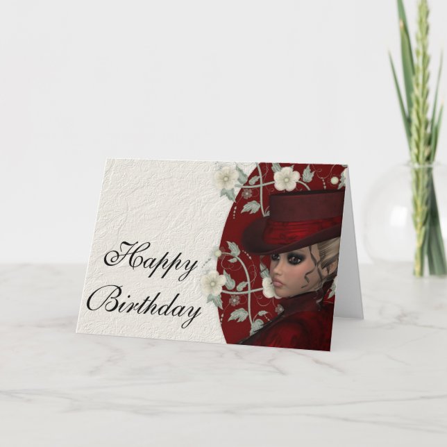 Tarjeta de Cumpleaños Feliz Mujer Bonita Vintage 2 (Anverso)