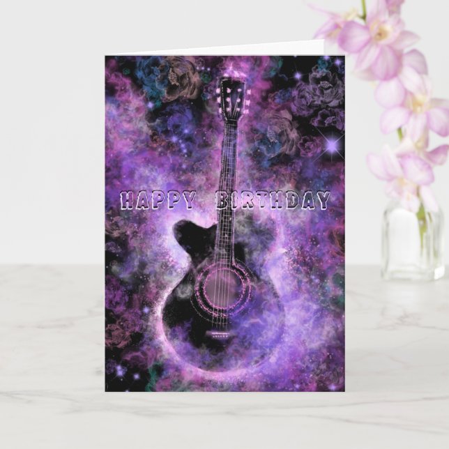 Tarjeta de cumpleaños feliz música de guitarra rom (Orquídea)