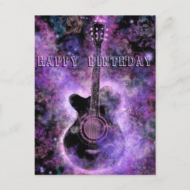 Tarjeta de cumpleaños feliz música de guitarra rom (Anverso)