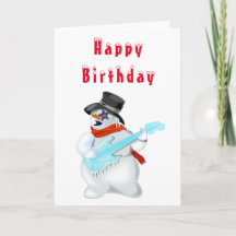 Tarjeta de cumpleaños feliz música rock de Snowman