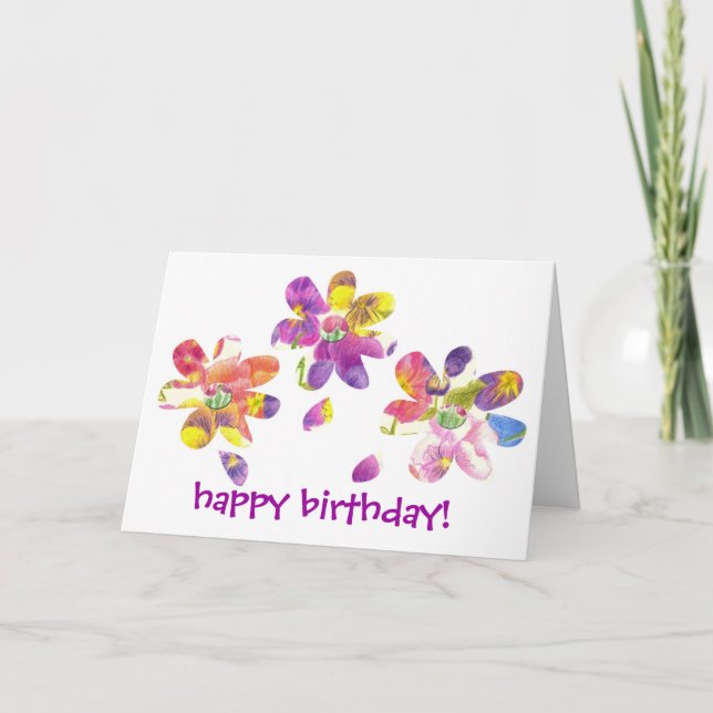 Tarjeta de cumpleaños feliz niños Flor Pansy brill (Anverso)