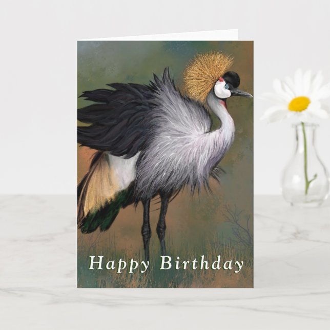 Tarjeta de cumpleaños feliz pájaro de grana cruzad (Planta pequeña)