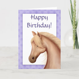 Tarjeta de cumpleaños feliz Palomino Horse Purple