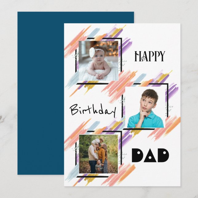 Tarjeta de Cumpleaños Feliz Papá con Foto Personal (Anverso / Reverso)