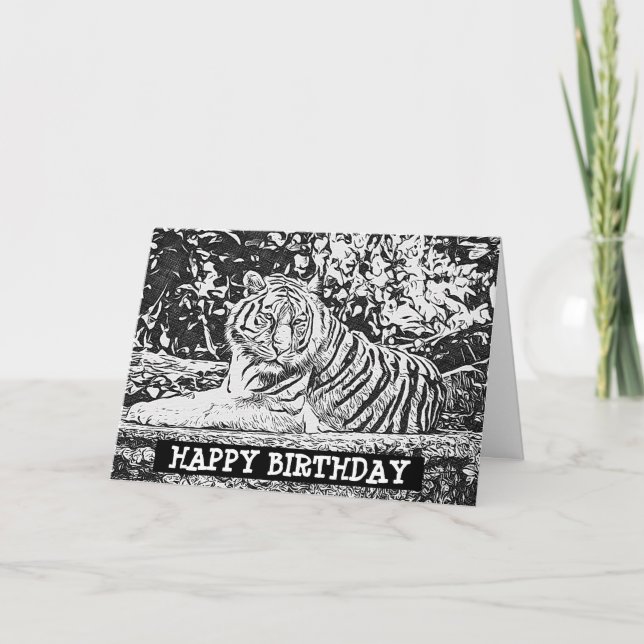 Tarjeta de cumpleaños feliz para adultos del tigre (Anverso)
