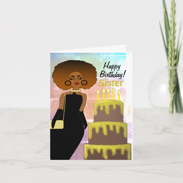 Tarjeta de cumpleaños feliz para afroamericanos (Anverso)