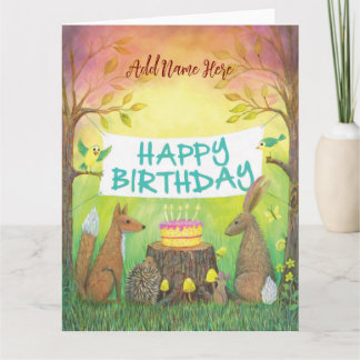 Tarjeta de cumpleaños feliz para animales de Woodl
