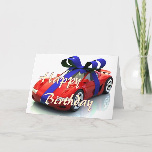 Tarjeta de cumpleaños feliz para auto nuevo (Anverso)