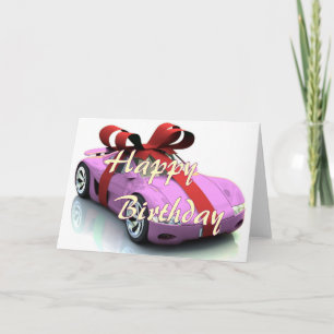 Tarjeta de cumpleaños feliz para auto nuevo