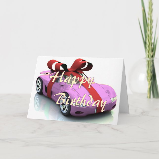 Tarjeta de cumpleaños feliz para auto nuevo (Anverso)