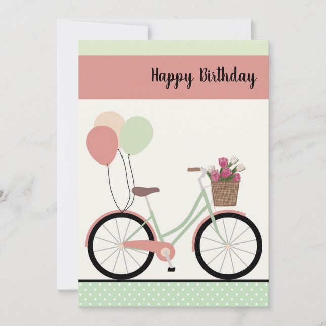 Tarjeta de cumpleaños feliz para bicicletas y glob (Anverso)