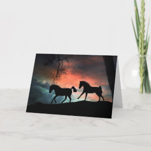 Tarjeta de cumpleaños feliz para caballos