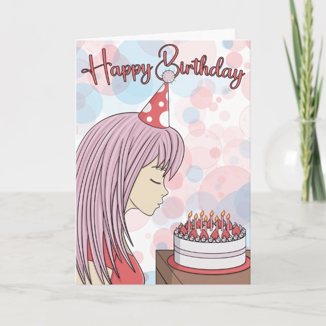 Tarjeta de cumpleaños feliz para Chicas de arte ja (Anverso)