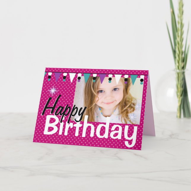 Tarjeta de cumpleaños feliz para chicas - puntos r (Anverso)