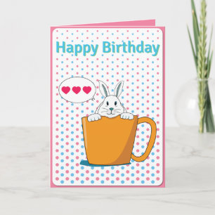Tarjeta de cumpleaños feliz para conejo blanco