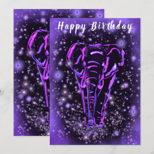 Tarjeta de cumpleaños feliz para el Elefante Púrpu
