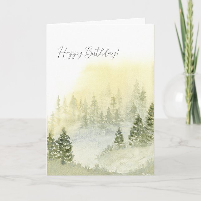 Tarjeta De Cumpleaños Feliz Para Él, Montañas Mist (Anverso)