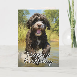 Tarjeta de cumpleaños feliz para el perro de agua