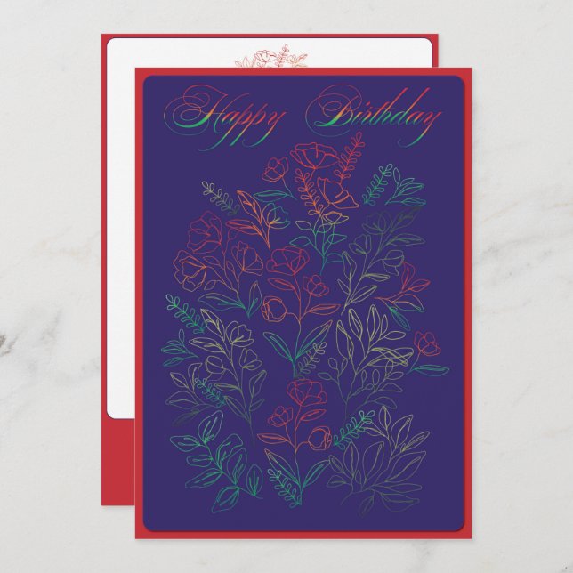 Tarjeta de cumpleaños feliz para flores silvestres (Anverso / Reverso)
