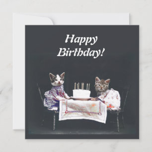 Tarjeta de cumpleaños feliz para gatitos de época