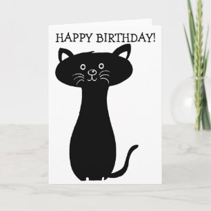 Tarjeta de cumpleaños feliz para gato negro
