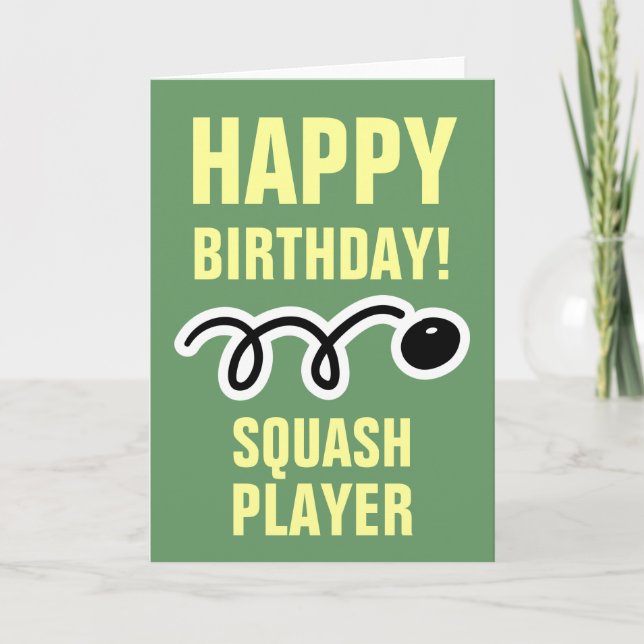 Tarjeta de cumpleaños feliz para jugador de squash (Anverso)