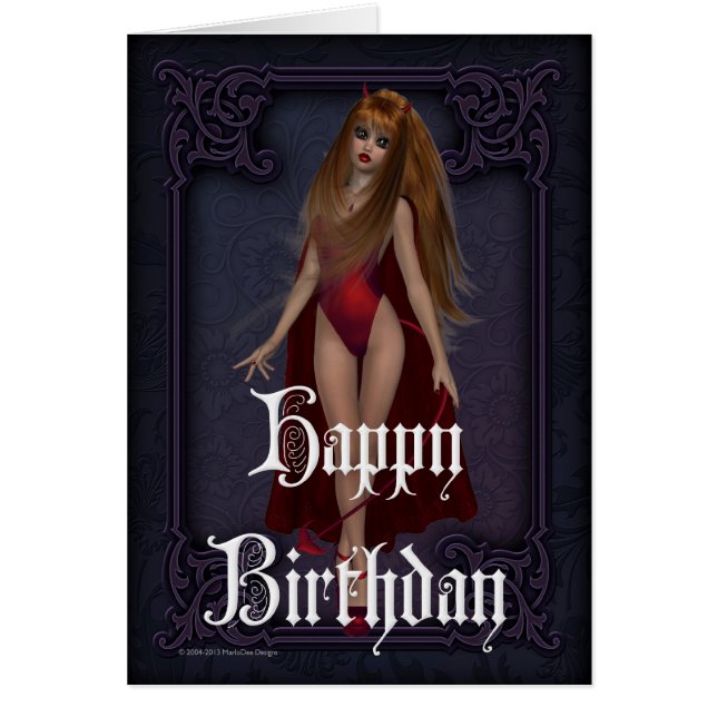 Tarjeta de cumpleaños feliz para la mujer del diab (Frente)