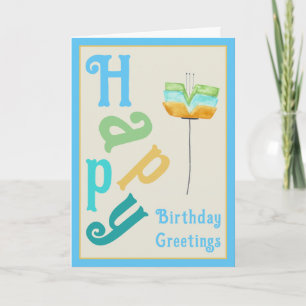 Tarjeta de cumpleaños feliz para las flores de col