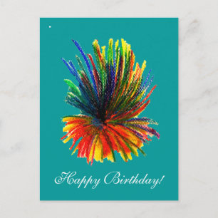 Tarjeta de cumpleaños feliz para las flores tropic