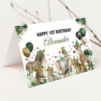 Tarjeta de cumpleaños feliz para los animales del
