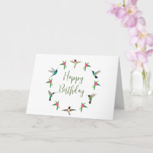 Tarjeta de cumpleaños feliz para los Hummingbirds