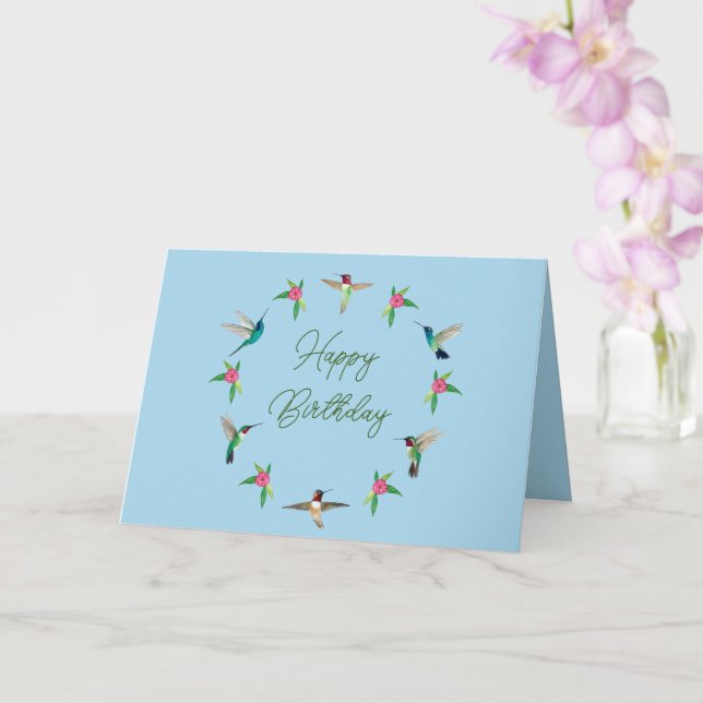 Tarjeta de cumpleaños feliz para los Hummingbirds (Orquídea)