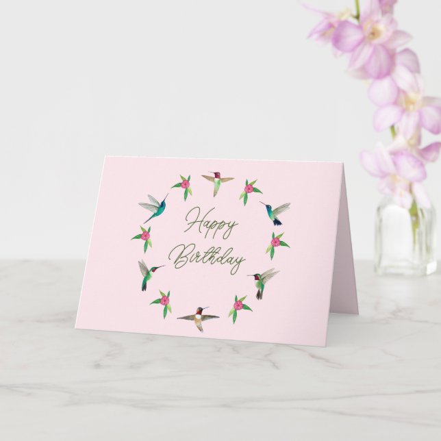 Tarjeta de cumpleaños feliz para los Hummingbirds (Orquídea)