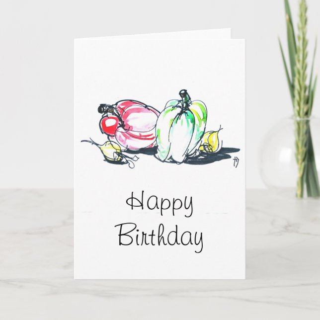 Tarjeta de cumpleaños feliz para los vegetales (Anverso)