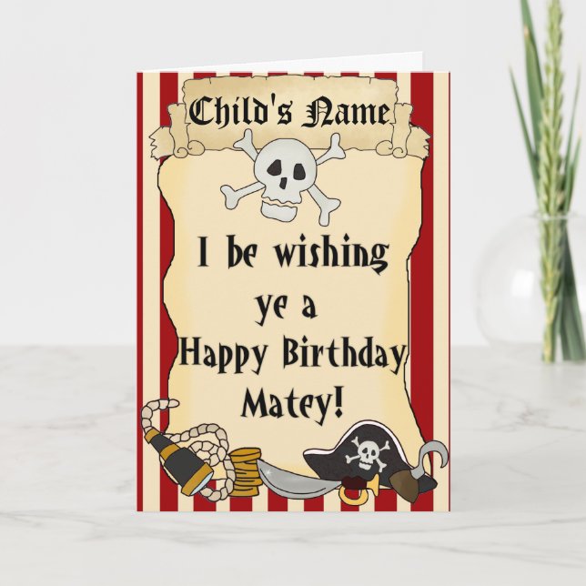 Tarjeta de cumpleaños feliz para niños con temas d (Anverso)
